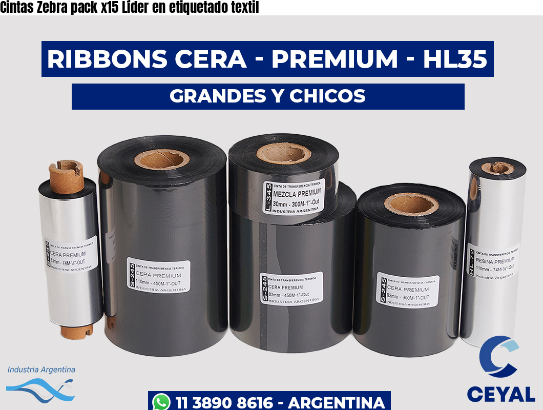 Cintas Zebra pack x15 Líder en etiquetado textil