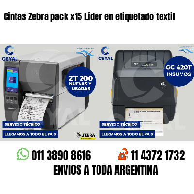 Cintas Zebra pack x15 Líder en etiquetado textil