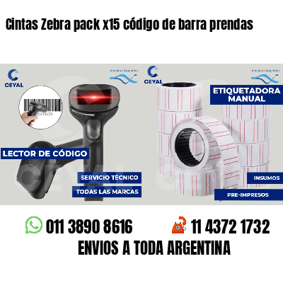 Cintas Zebra pack x15 código de barra prendas