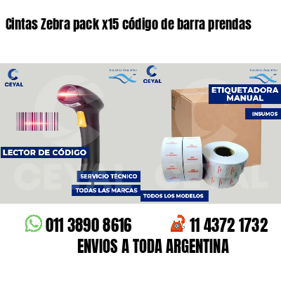 Cintas Zebra pack x15 código de barra prendas