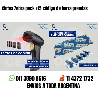 Cintas Zebra pack x15 código de barra prendas