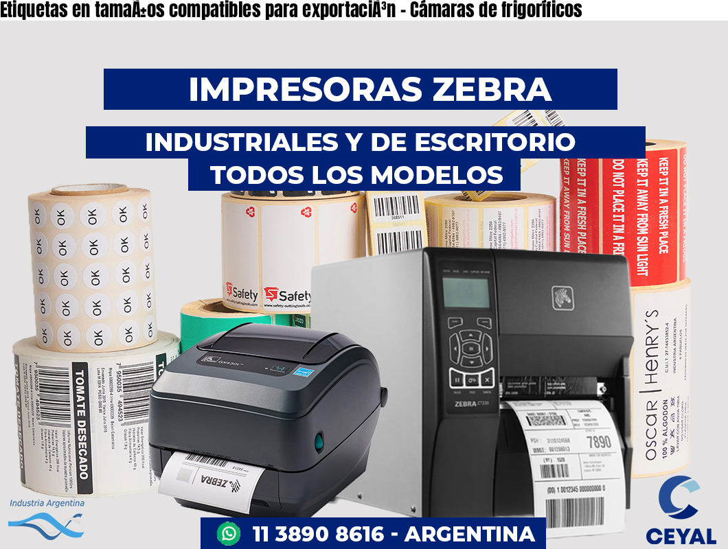 Etiquetas en tamaÃ±os compatibles para exportaciÃ³n - Cámaras de frigoríficos
