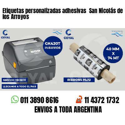 Etiquetas personalizadas adhesivas  San Nicolás de los Arroyos