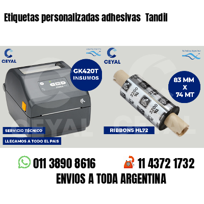 Etiquetas personalizadas adhesivas  Tandil