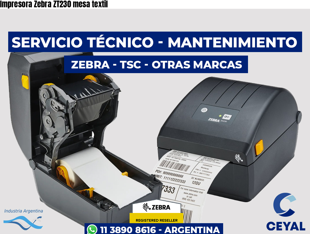 Impresora Zebra ZT230 mesa textil