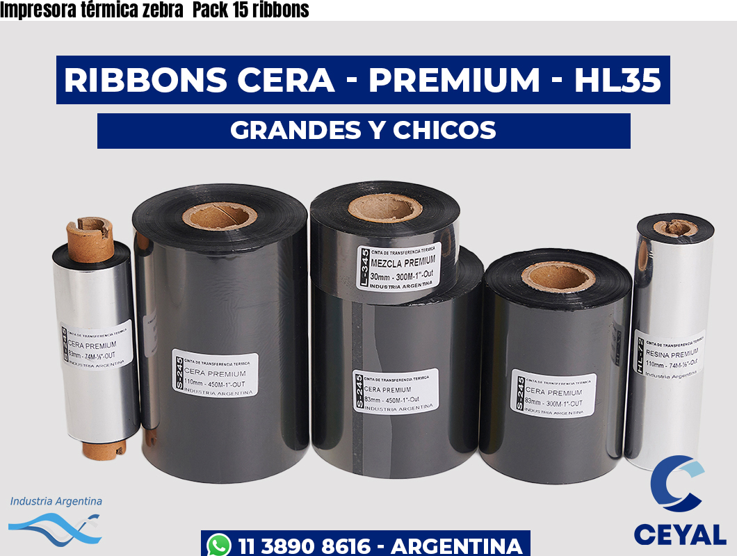 Impresora térmica zebra  Pack 15 ribbons