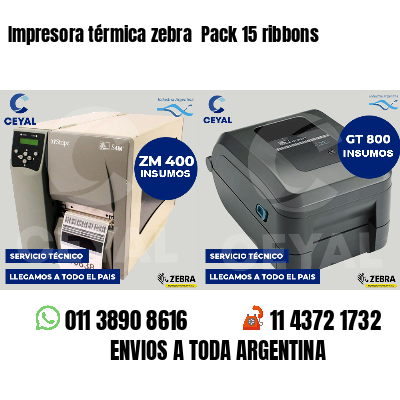 Impresora térmica zebra  Pack 15 ribbons