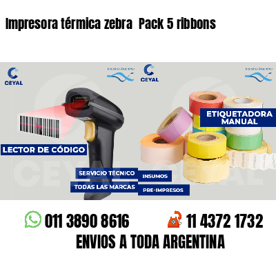 Impresora térmica zebra  Pack 5 ribbons