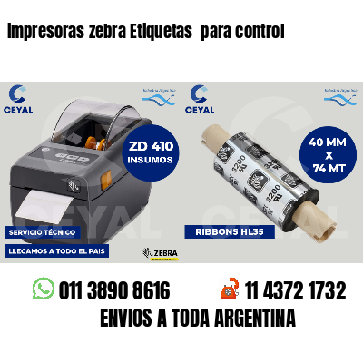 impresoras zebra Etiquetas  para control