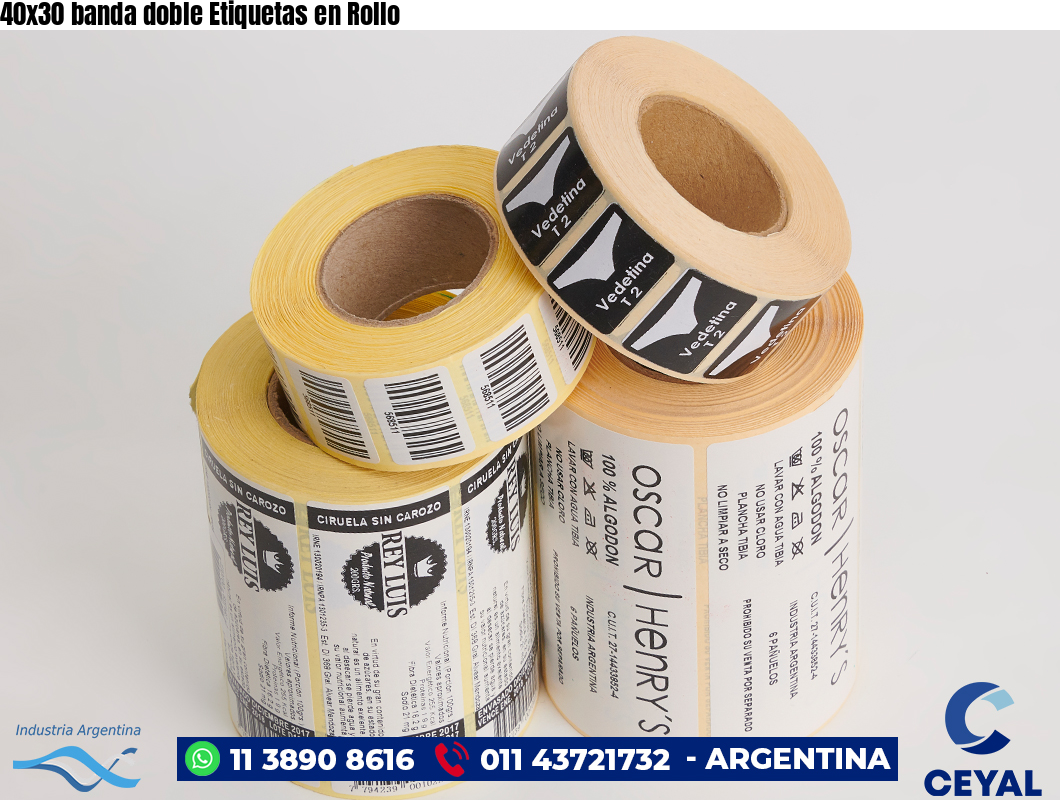 40×30 banda doble Etiquetas en Rollo