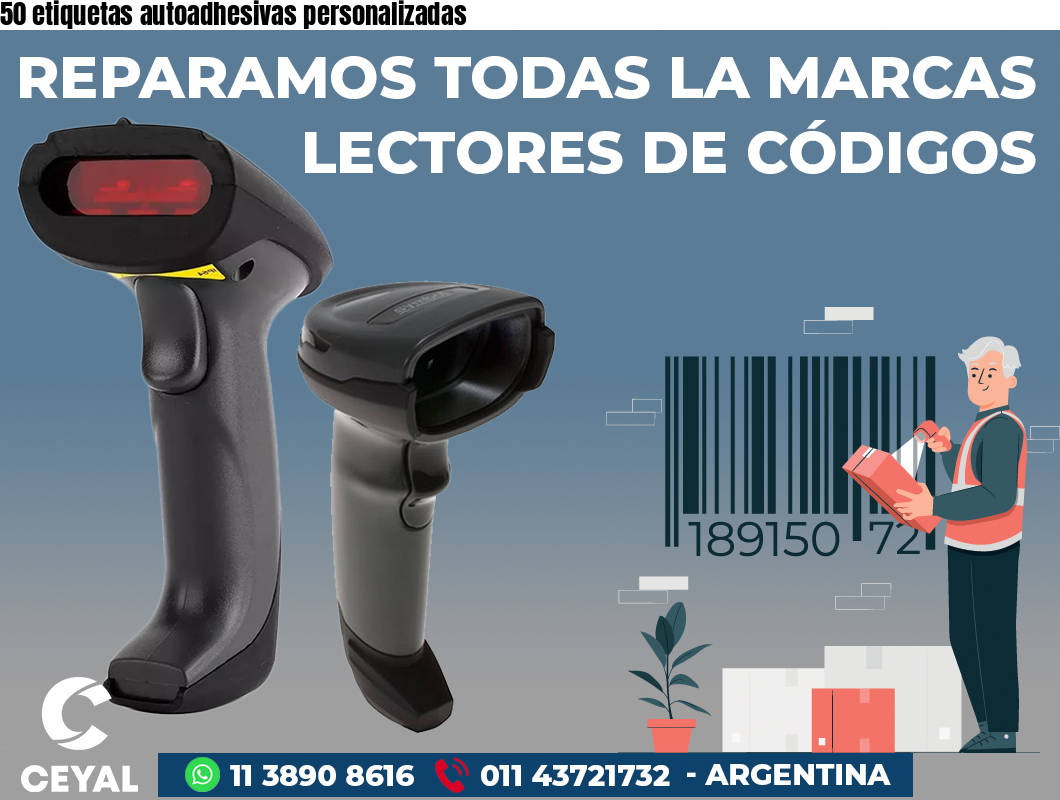 50 etiquetas autoadhesivas personalizadas