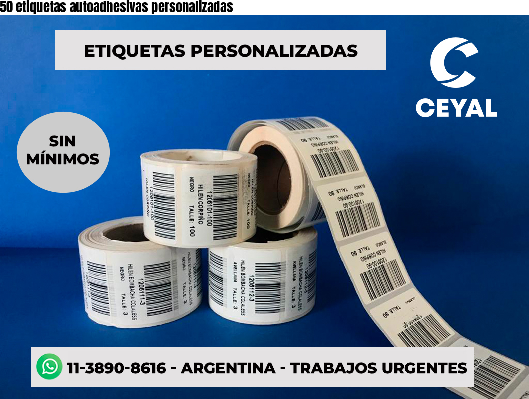 50 etiquetas autoadhesivas personalizadas