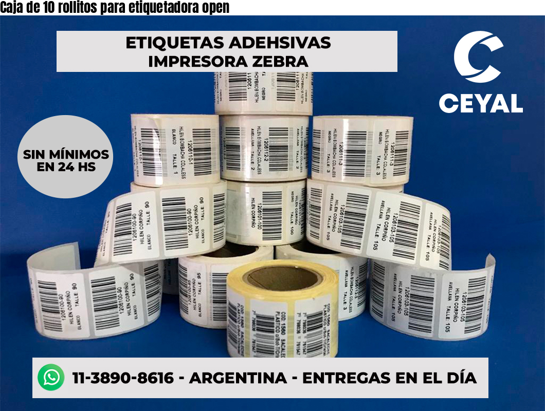 Caja de 10 rollitos para etiquetadora open