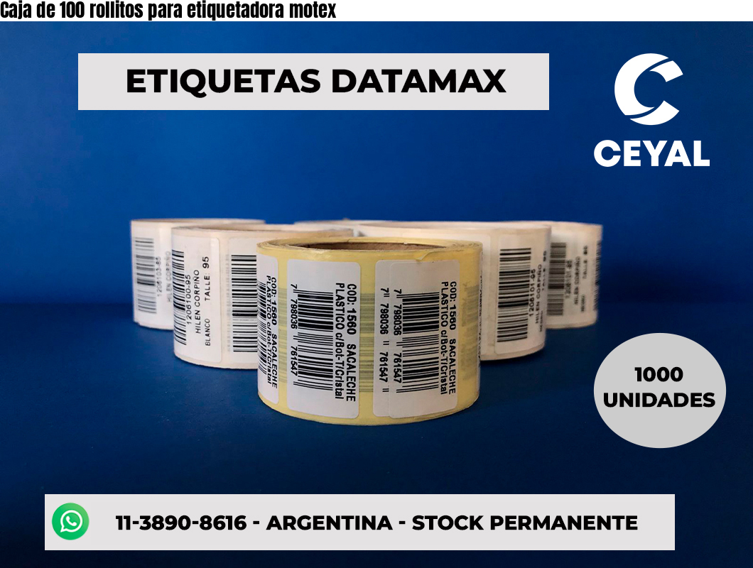 Caja de 100 rollitos para etiquetadora motex