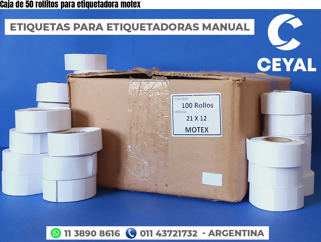 Caja de 50 rollitos para etiquetadora motex