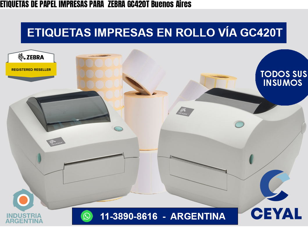 ETIQUETAS DE PAPEL IMPRESAS PARA  ZEBRA GC420T Buenos Aires