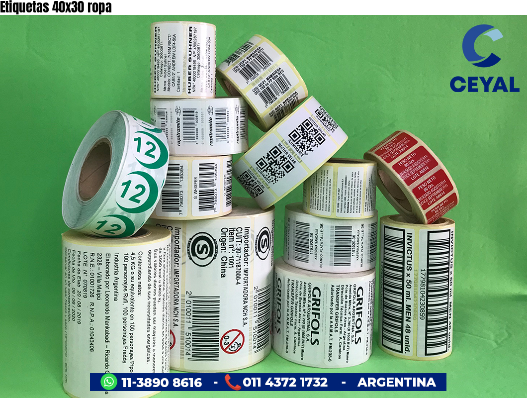 Etiquetas 40x30 ropa