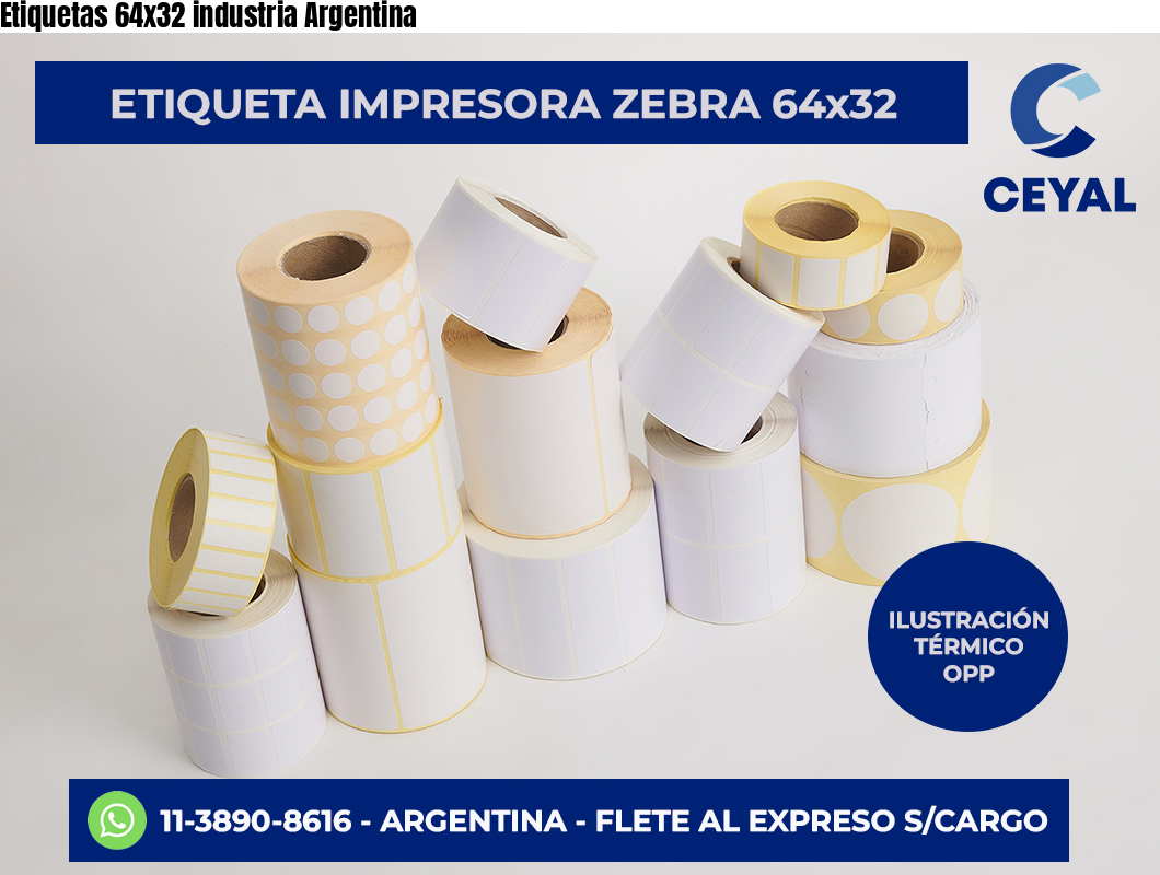 Etiquetas 64×32 industria Argentina