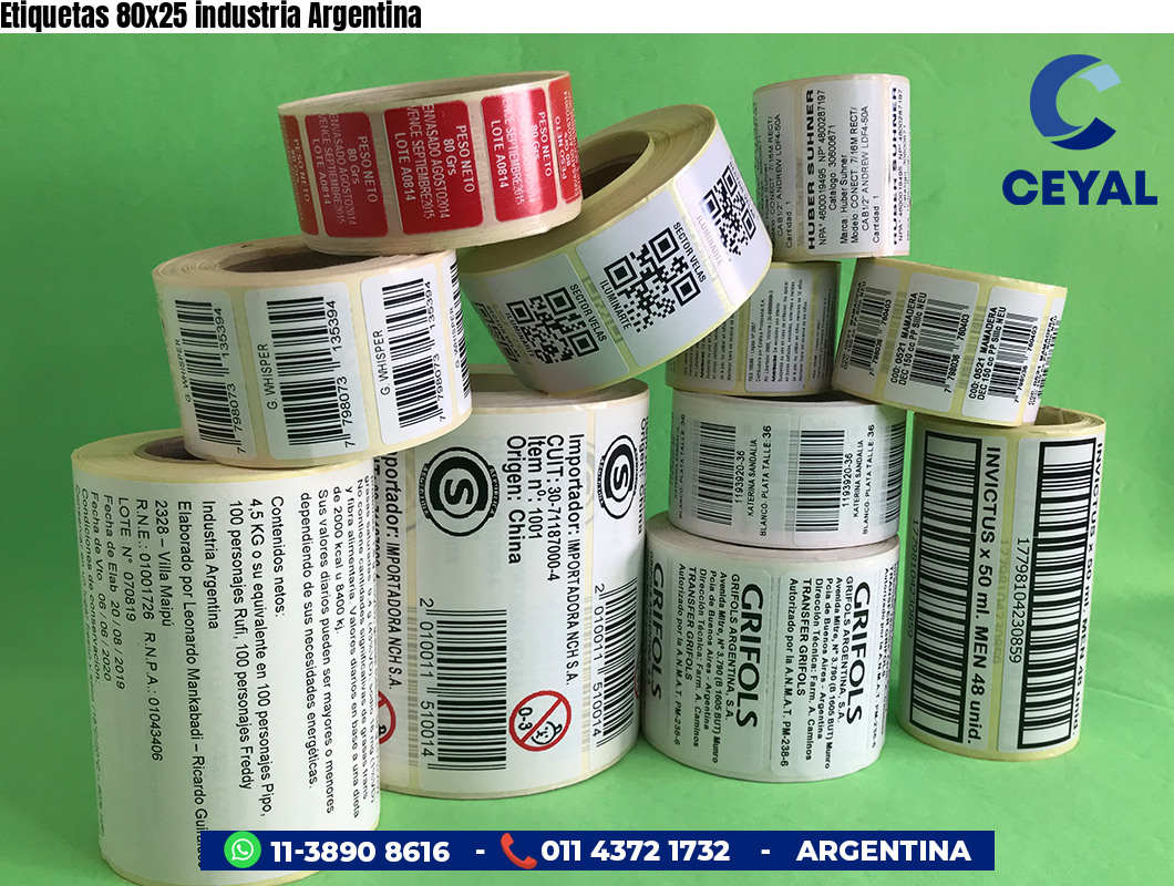 Etiquetas 80x25 industria Argentina
