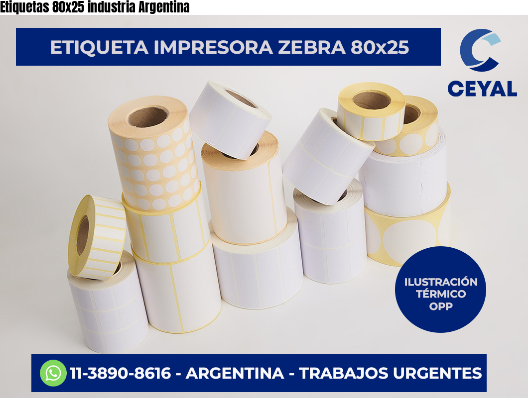 Etiquetas 80×25 industria Argentina