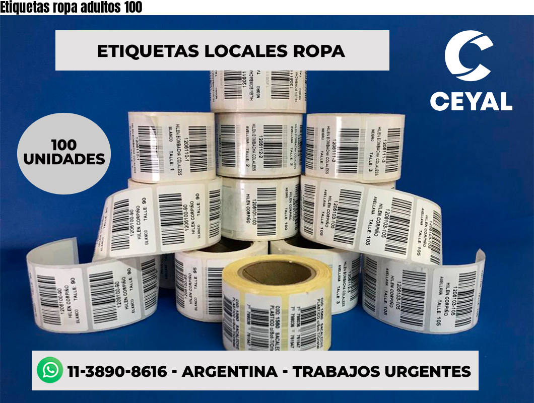 Etiquetas ropa adultos 100