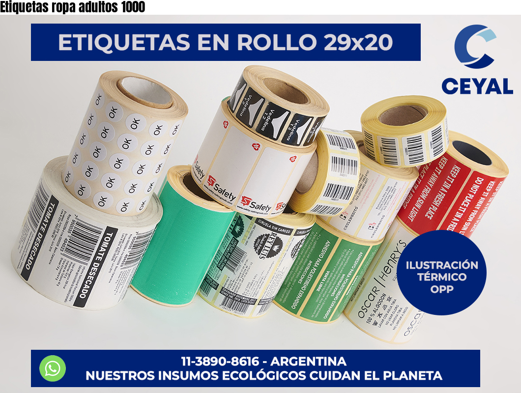 Etiquetas ropa adultos 1000