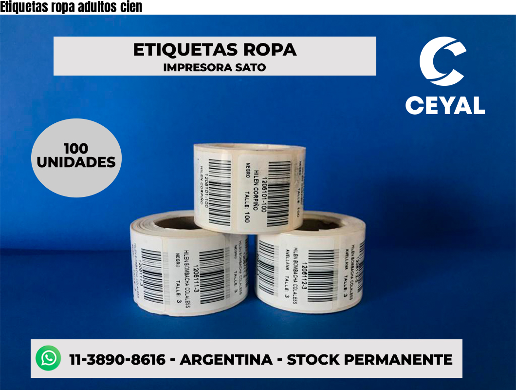 Etiquetas ropa adultos cien