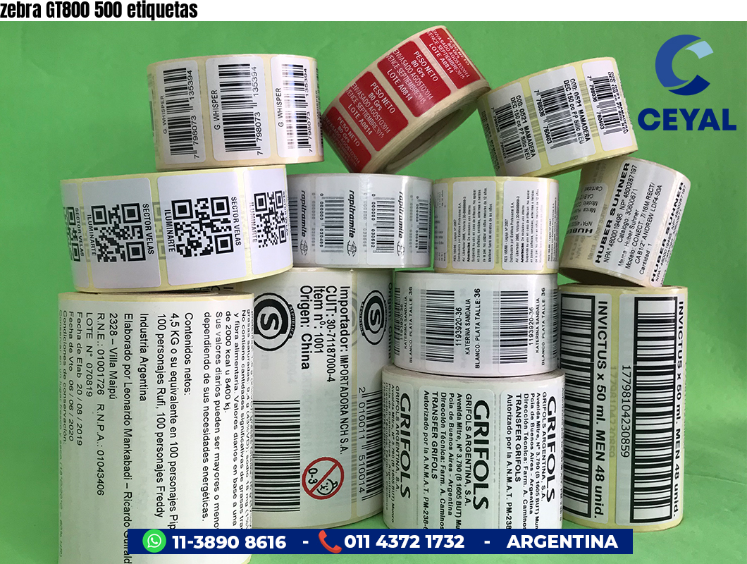 zebra GT800 500 etiquetas