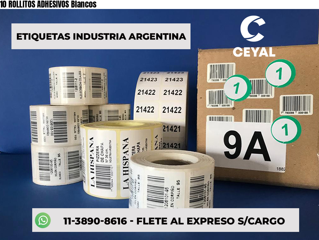 10 ROLLITOS ADHESIVOS Blancos