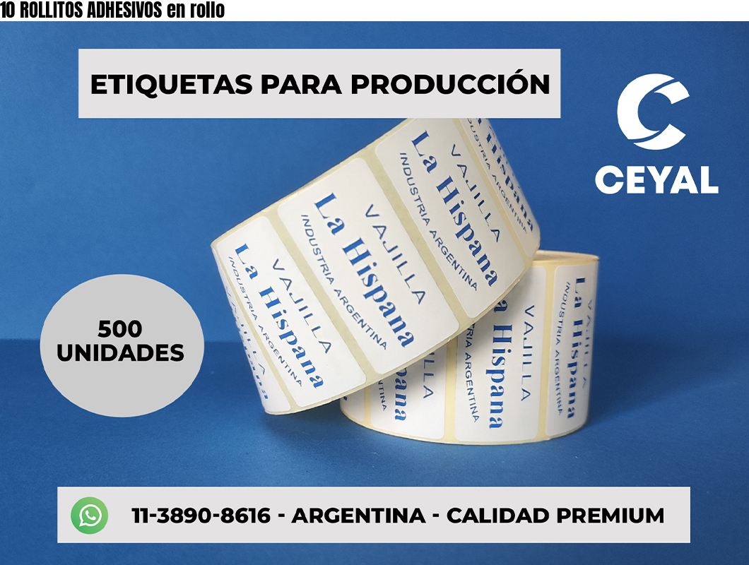 10 ROLLITOS ADHESIVOS en rollo