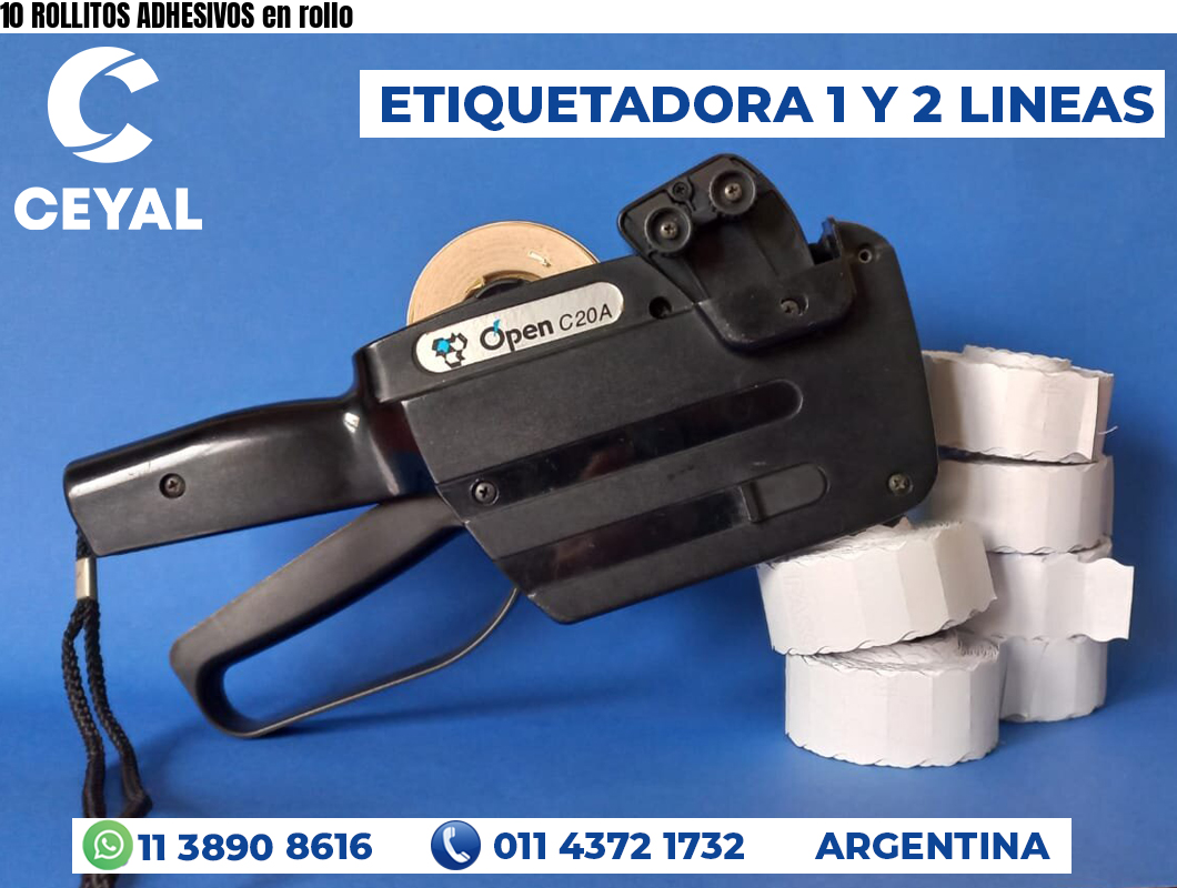 10 ROLLITOS ADHESIVOS en rollo