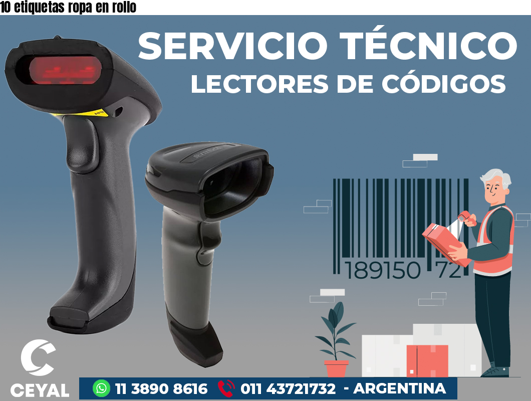 10 etiquetas ropa en rollo