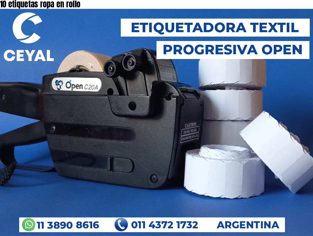 10 etiquetas ropa en rollo