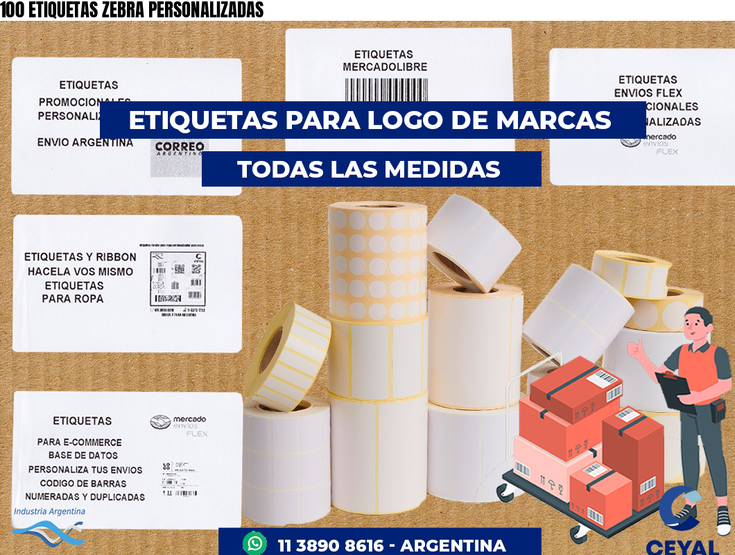 100 ETIQUETAS ZEBRA PERSONALIZADAS