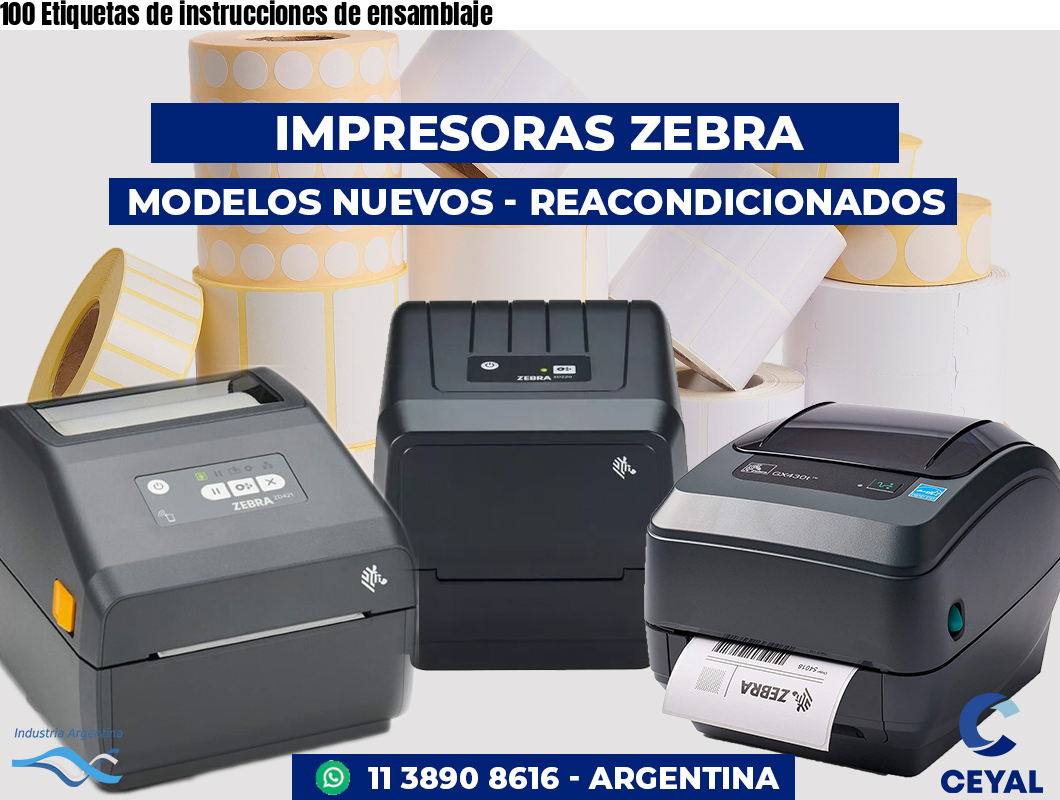 100 Etiquetas de instrucciones de ensamblaje