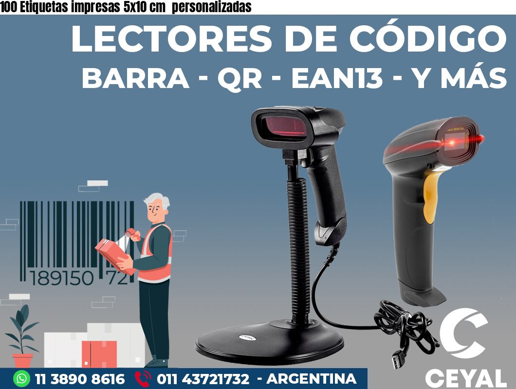 100 Etiquetas impresas 5x10 cm  personalizadas