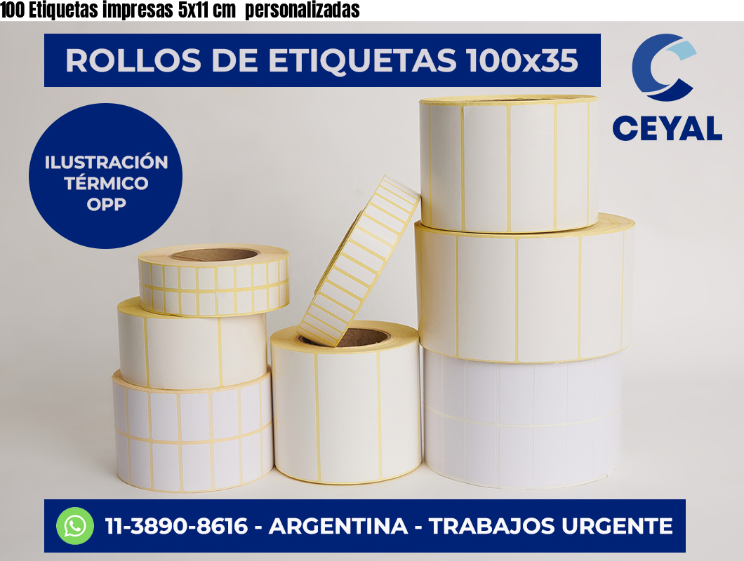 100 Etiquetas impresas 5×11 cm  personalizadas