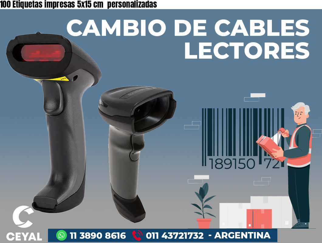 100 Etiquetas impresas 5x15 cm  personalizadas