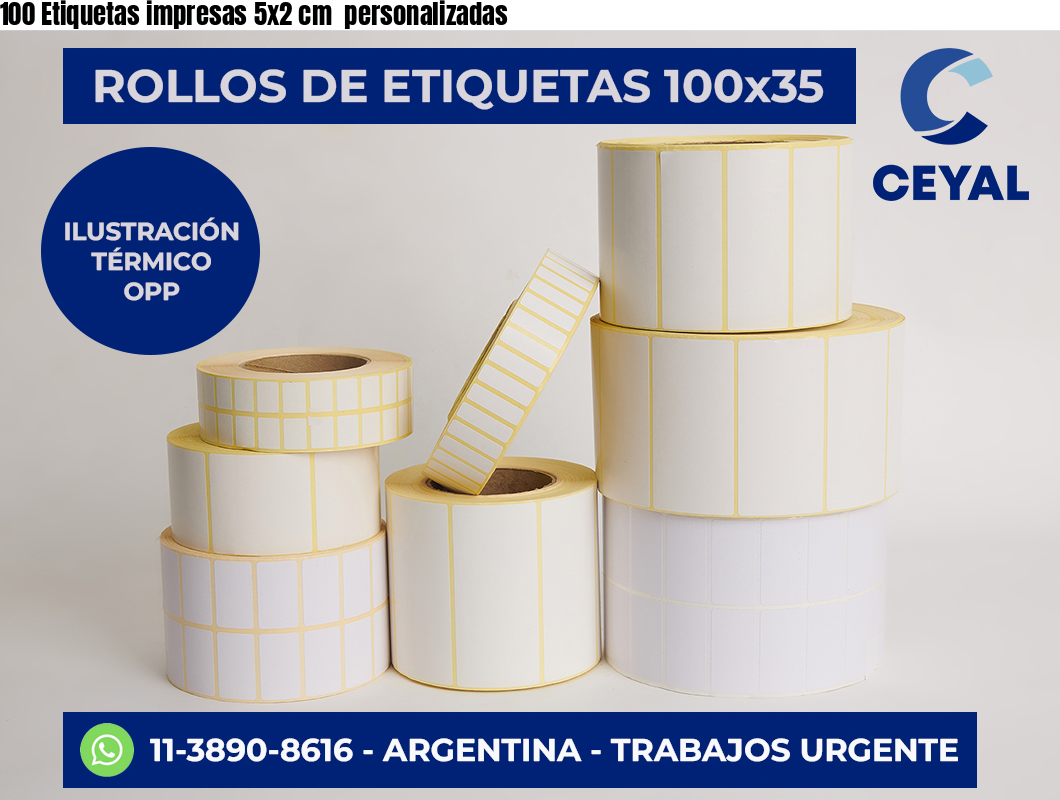 100 Etiquetas impresas 5×2 cm  personalizadas