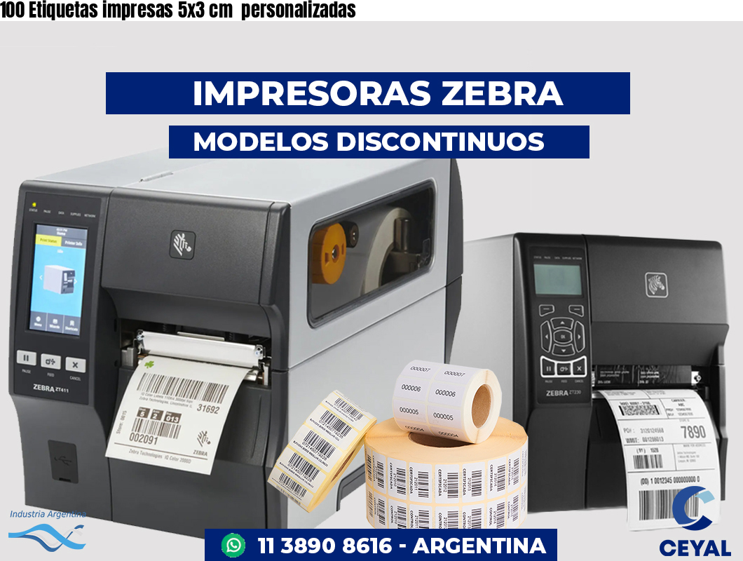 100 Etiquetas impresas 5x3 cm  personalizadas