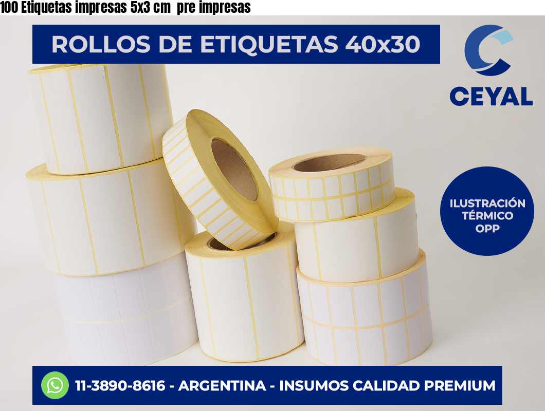 100 Etiquetas impresas 5×3 cm  pre impresas