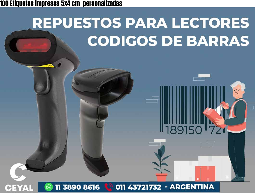 100 Etiquetas impresas 5x4 cm  personalizadas