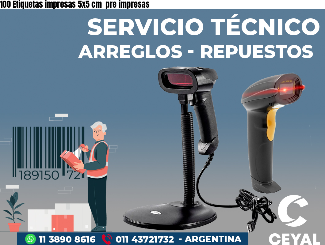 100 Etiquetas impresas 5x5 cm  pre impresas
