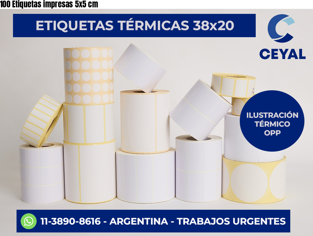 100 Etiquetas impresas 5×5 cm