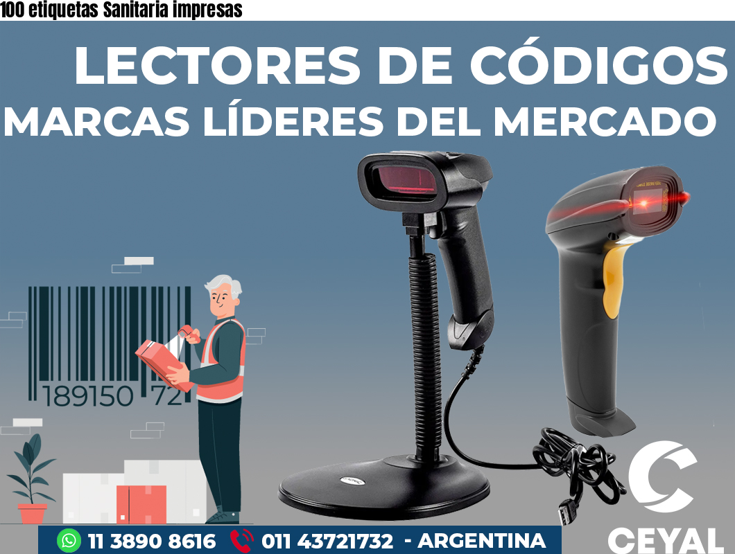 100 etiquetas Sanitaria impresas
