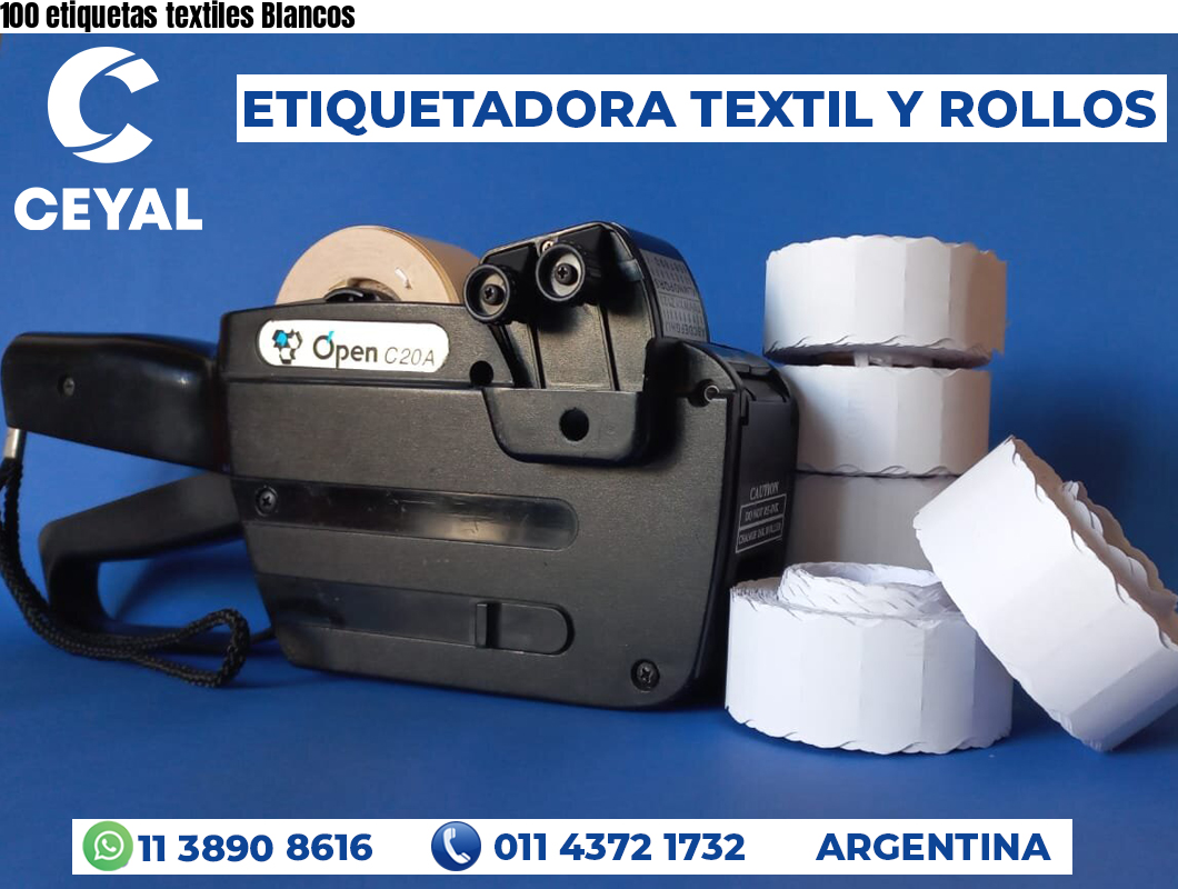 100 etiquetas textiles Blancos