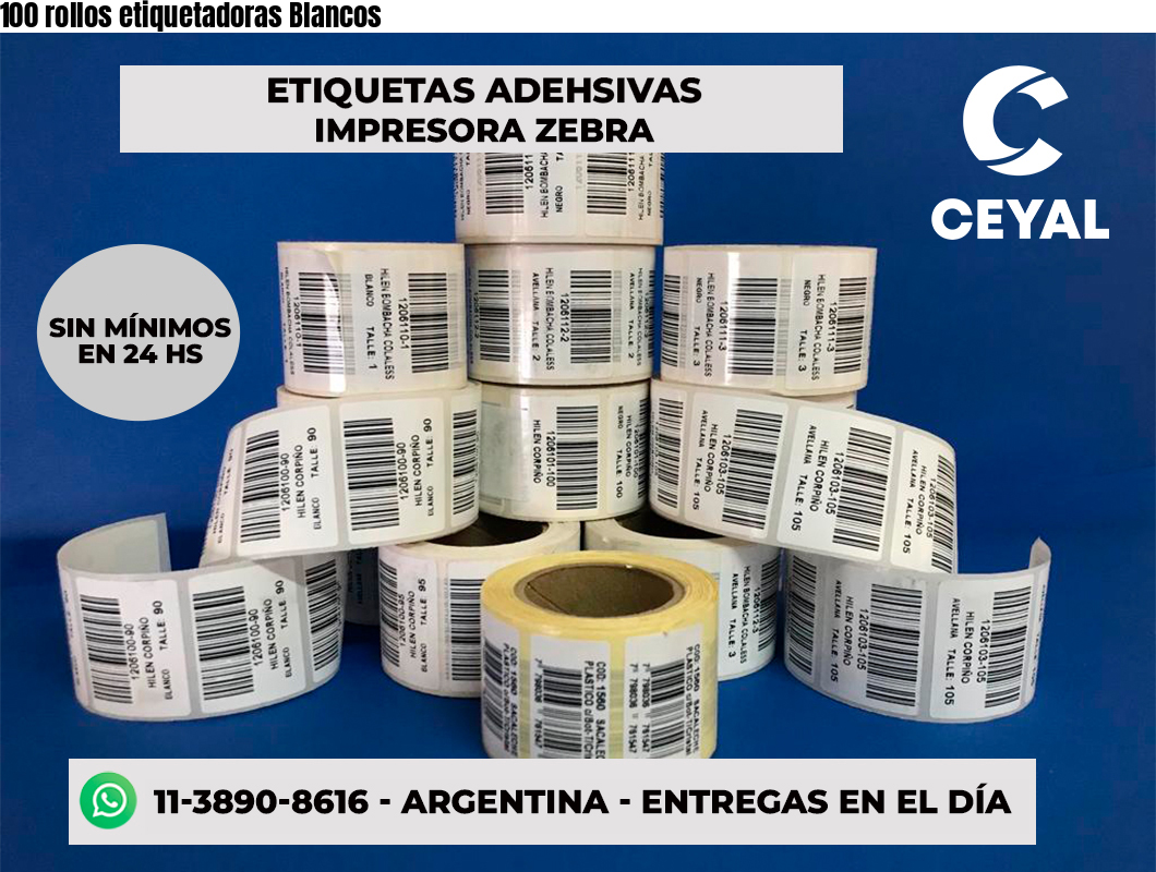 100 rollos etiquetadoras Blancos