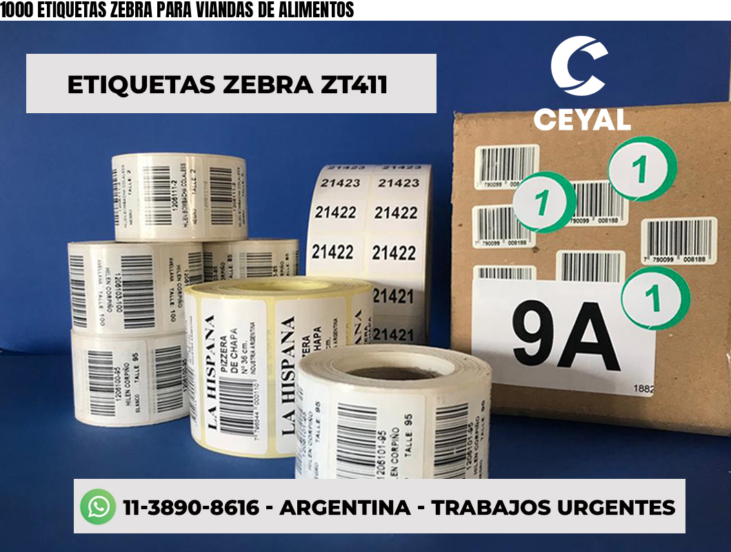 1000 ETIQUETAS ZEBRA PARA VIANDAS DE ALIMENTOS