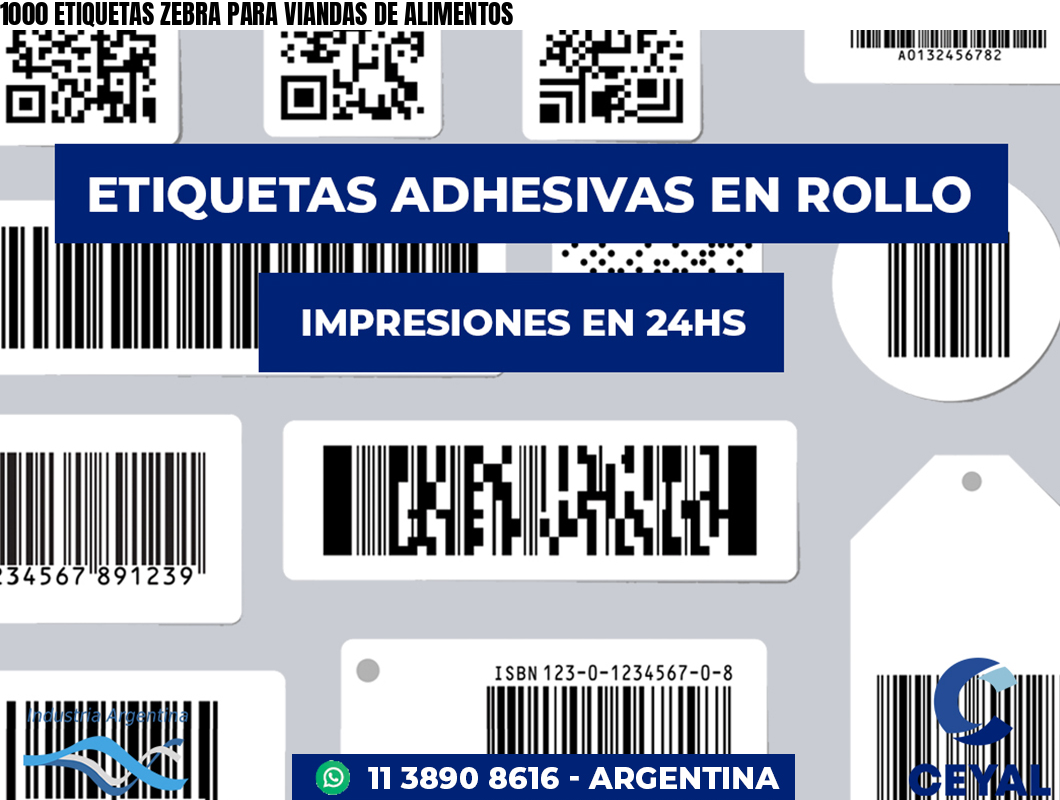 1000 ETIQUETAS ZEBRA PARA VIANDAS DE ALIMENTOS