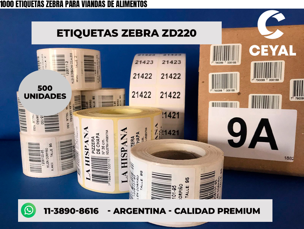 1000 ETIQUETAS ZEBRA PARA VIANDAS DE ALIMENTOS